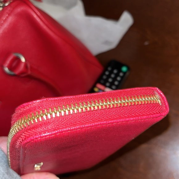 Authentic New Furla Elena Medium Leather Satchel Bag and Wallet in Ruby Red EUC - Picture 8 of 16